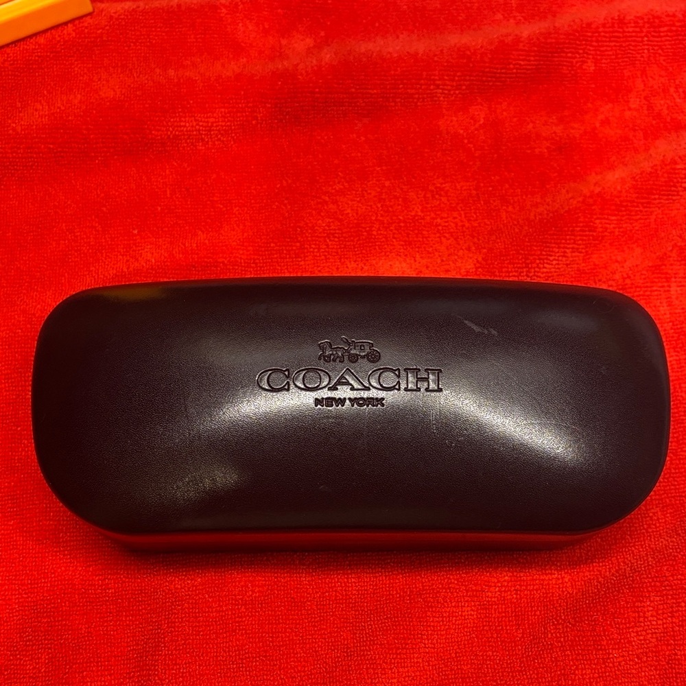 Coach HC6129 burgundy laminate eyeglasses with lens cloth and eyewear Case